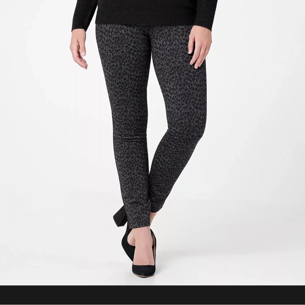 NYDJ ponte cheetah print pants, size 10